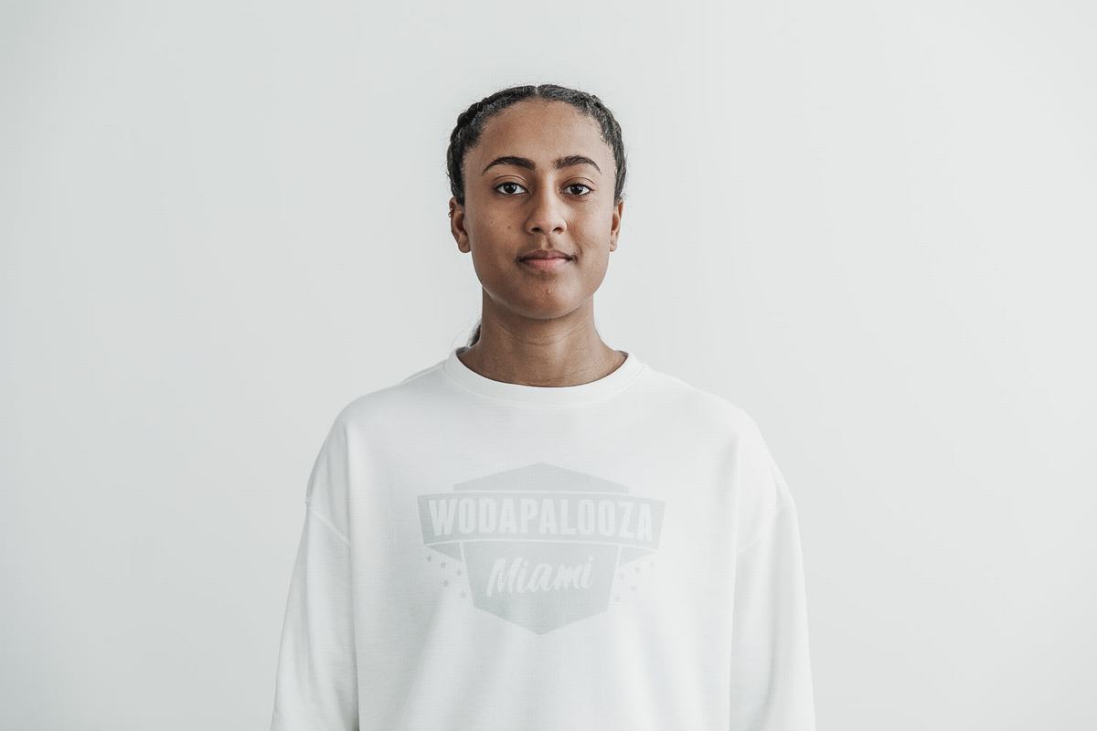 Nobull Wodapalooza Crew Sweatshirts Dames Wit | 620917-VDP