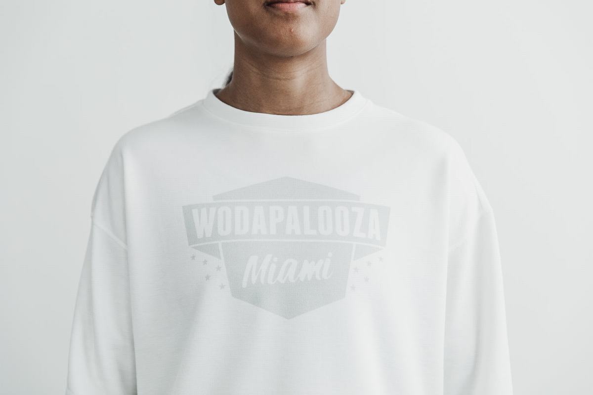 Nobull Wodapalooza Crew Sweatshirts Dames Wit | 620917-VDP