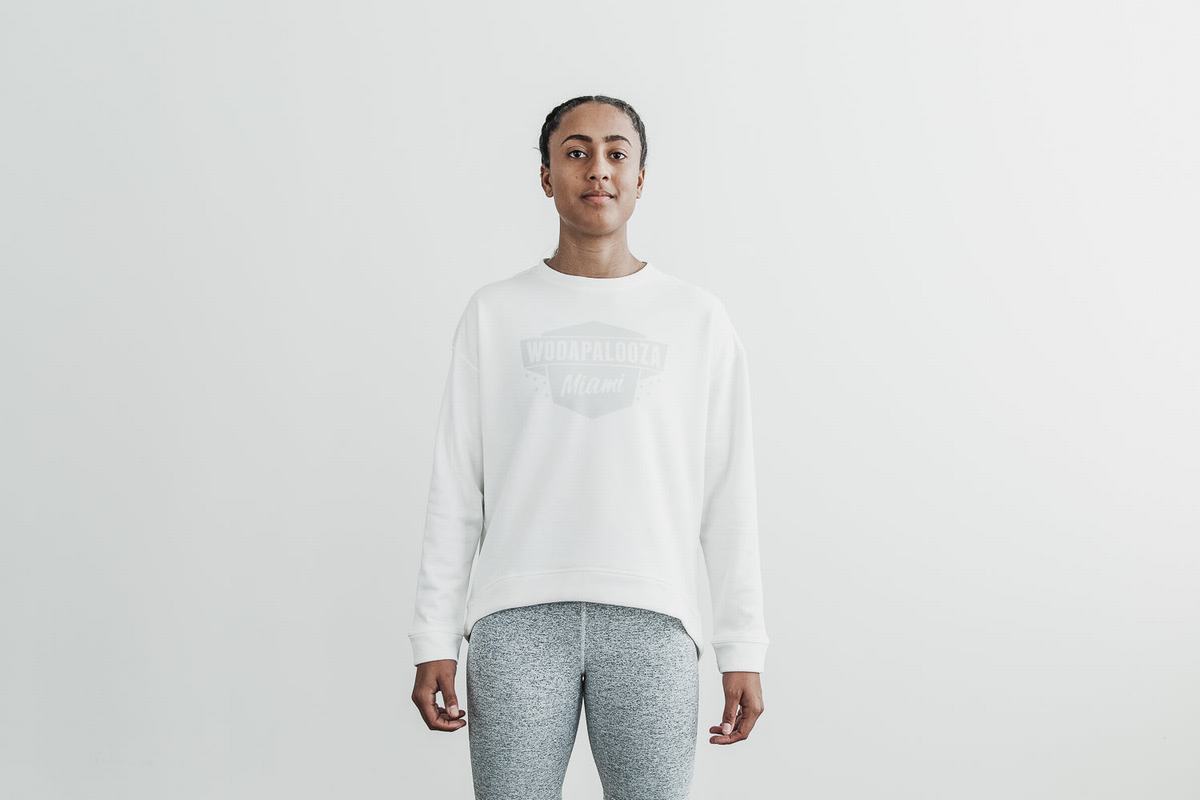 Nobull Wodapalooza Crew Sweatshirts Dames Wit | 620917-VDP