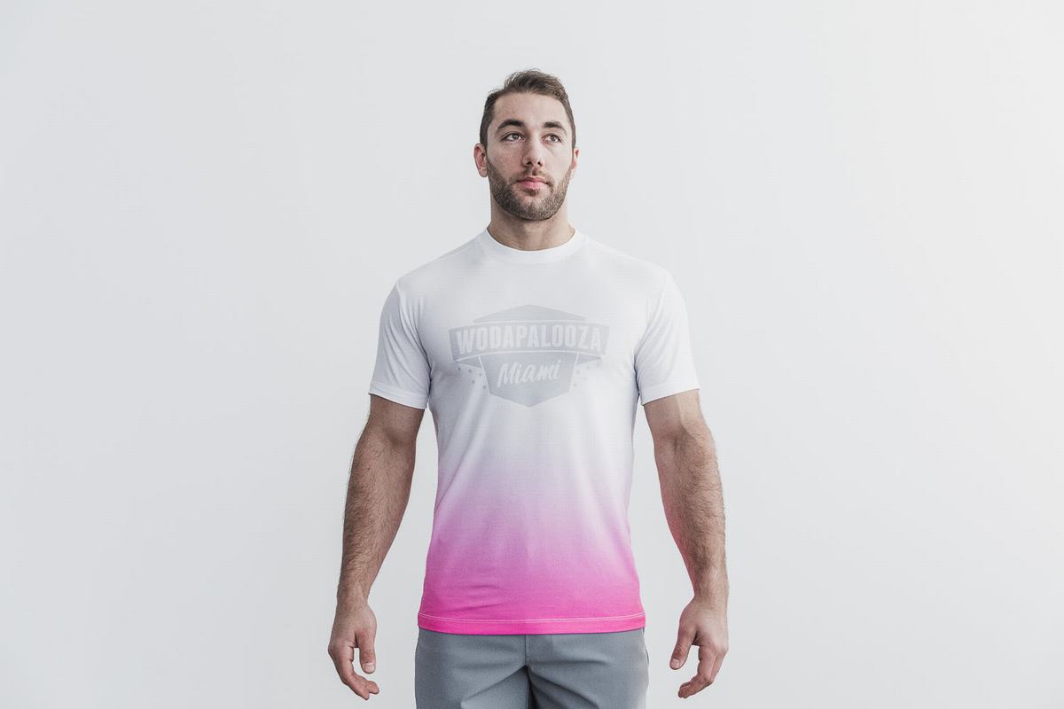 Nobull Wodapalooza Dip-Dye T-shirts Heren Roze | 257039-UJE