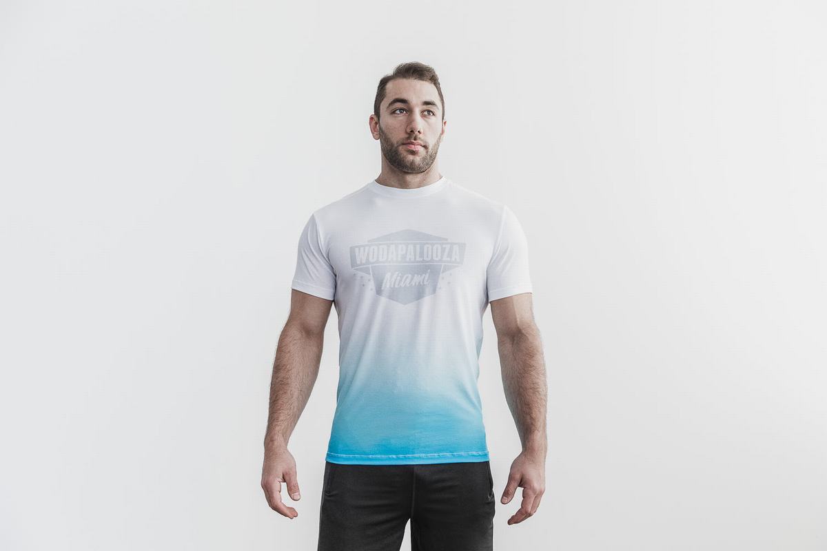 Nobull Wodapalooza Dip-Dye T-shirts Heren Blauw | 732016-CYJ