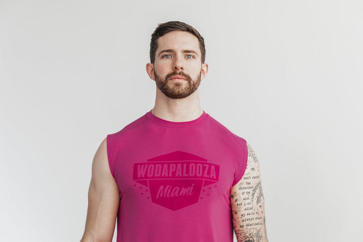 Nobull Wodapalooza Mouwloos T-shirts Heren Roze | 419652-YPC