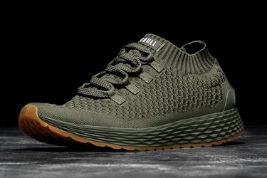 Nobull Army Knit Runner Loopschoenen Heren Olijfgroen | 834192-NHX