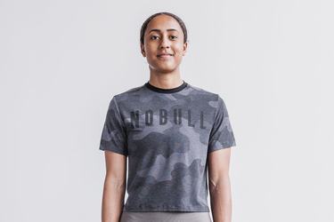 Nobull Boxy T-shirts Dames Grijs Camo | 602983-RZH