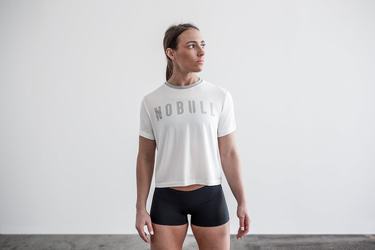 Nobull Boxy T-shirts Dames Wit | 762019-UZY