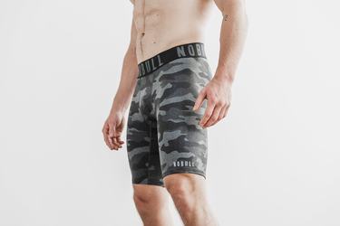 Nobull Compression 9" Plush Heather Korte Broek Heren Donkergrijs Camo | 387429-HGL