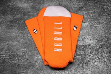 Nobull Crew Neon Sokken Heren Oranje Wit | 634180-NEQ