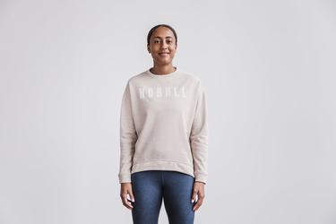 Nobull Crew Sweatshirts Dames Beige | 716408-EBJ