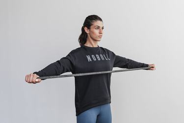 Nobull Crew Sweatshirts Dames Zwart | 983452-ZFU