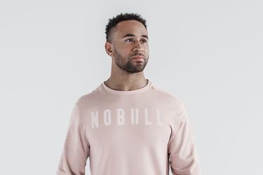 Nobull Crew Sweatshirts Heren Roze | 769305-EMN