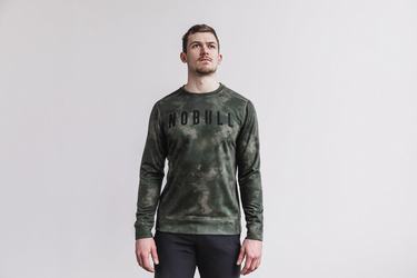 Nobull Crew Tie-Dye Sweatshirts Heren Groen | 123598-XKY