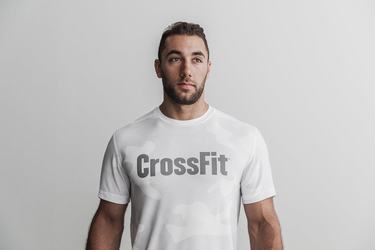 Nobull Crossfit® T-shirts Heren Wit Camo | 584631-ZIM