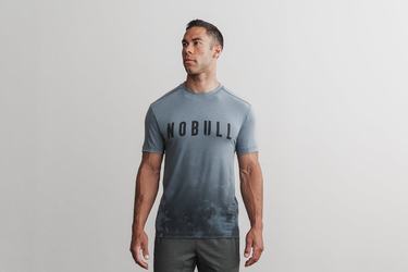 Nobull Dip-Dye T-shirts Heren Blauw | 805794-URK