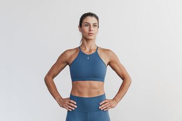 Nobull Halter Matte Sport Bh Dames Blauw | 246398-NSX