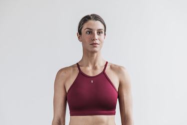 Nobull Halter Matte Sport Bh Dames Donkerrood | 192460-IRZ