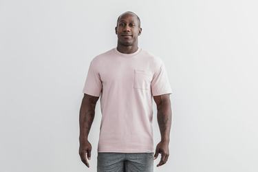 Nobull Heavyweight Pocket T-shirts Heren Roze | 209148-IWL