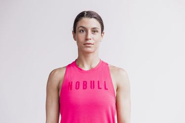 Nobull High-Neck Tank Bright Colors Tanktop Dames Roze | 390725-FUO