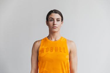 Nobull High-Neck Tank Neon Tanktop Dames Oranje Camo | 128370-HCZ