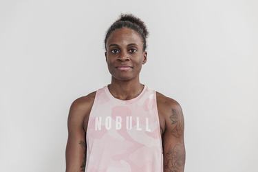 Nobull High-Neck Tank Tanktop Dames Roze Camo | 625849-VXS