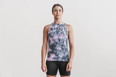 Nobull High-Neck Tank Tie-Dye Tanktop Dames Roze | 765208-XMQ