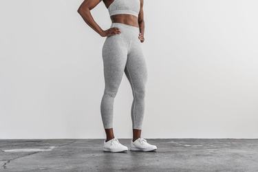 Nobull High-Rise 7/8 Tight Plush Heather Hardloopbroek Dames Wit | 270369-GPZ