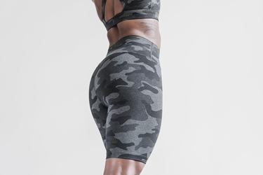 Nobull High-Rise 8" Plush Heather Korte Broek Dames Donkergrijs Camo | 780921-NXL