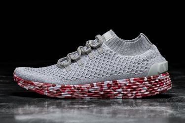 Nobull Knit Runner Loopschoenen Dames Grijs Rood | 029856-UZD