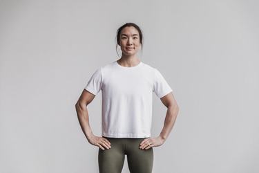 Nobull Lightweight Boxy T-shirts Dames Wit | 387416-VMO