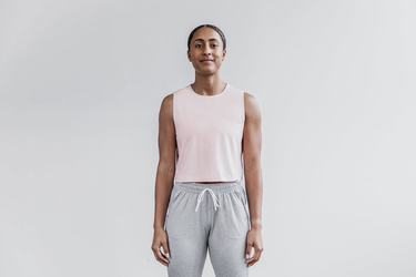 Nobull Lightweight Mouwloos Crop T-shirts Dames Roze | 241069-BOP