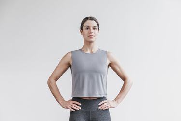 Nobull Lightweight Mouwloos Crop T-shirts Dames Donkergrijs | 986045-REY