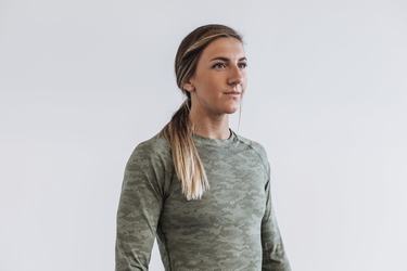 Nobull Lightweight Textured T-Shirt Lange Mouw Dames Camo | 918647-MJO