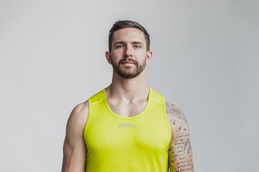 Nobull Lightweight Textured Tank Neon Tanktop Heren Geel Camo | 164270-FWH