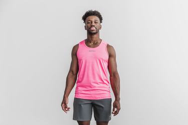 Nobull Lightweight Textured Tank Neon Tanktop Heren Roze Camo | 809724-AIT