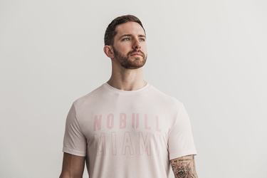 Nobull Miami T-shirts Heren Roze | 742519-VQB