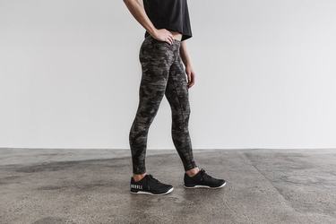 Nobull Mid-Rise Tight Melange Hardloopbroek Dames Donkercamo | 701954-UVQ