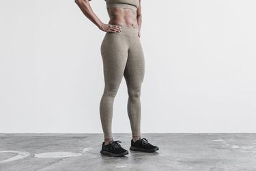 Nobull Mid-Rise Tight Plush Heather Hardloopbroek Dames Khaki | 091387-JKL