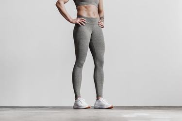 Nobull Mid-Rise Tight Plush Heather Hardloopbroek Dames Grijs | 170584-QEZ