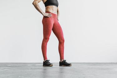 Nobull Mid-Rise Tight Plush Heather Hardloopbroek Dames Rood | 674205-KUF