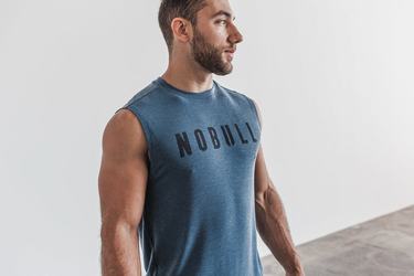 Nobull Mouwloos T-shirts Heren Diepturquoise | 963705-RSU