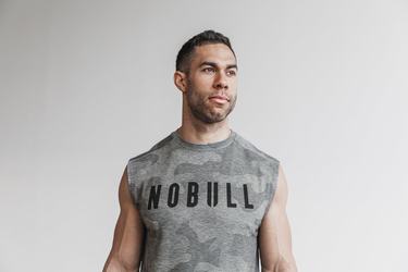 Nobull Mouwloos T-shirts Heren Grijs Camo | 832167-VAE