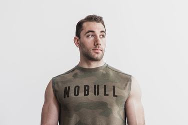 Nobull Mouwloos T-shirts Heren Groen Camo | 267034-WMU