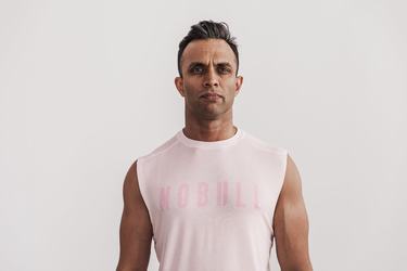 Nobull Mouwloos T-shirts Heren Roze | 364591-SDV