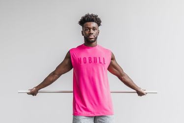 Nobull Mouwloos T-shirts Heren Roze | 504173-NTR