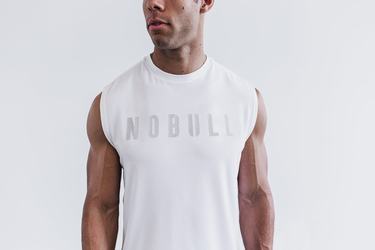 Nobull Mouwloos T-shirts Heren Wit | 610538-QCW