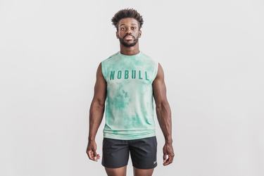 Nobull Mouwloos Tie-Dye T-shirts Heren Lichtturquoise | 985721-NJS