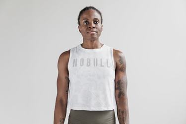 Nobull Muscle Tank Tanktop Dames Wit Roze | 754203-MYL