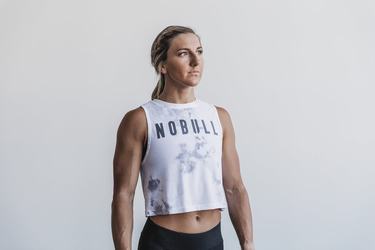 Nobull Muscle Tank Tie-Dye Tanktop Dames Wit | 634172-OPV