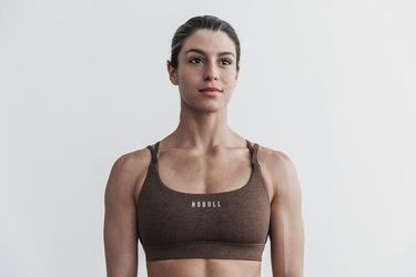 Nobull Plush Heather Sport Bh Dames Bruin | 715864-TEJ