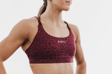 Nobull Plush Heather Sport Bh Dames Leopard | 491320-CFG