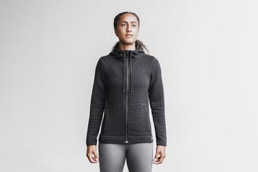 Nobull Quilted Zip-up Jassen Dames Zwart | 674019-XQD